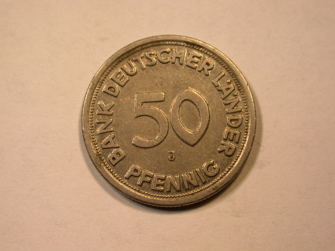  C09 BRD  50 Pfennig BDL 1949 J in ss/ss+ Orginalbilder   