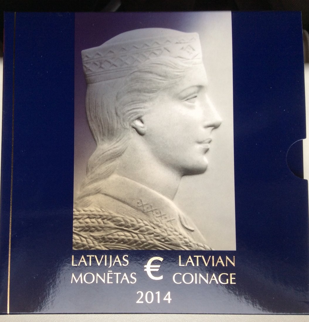  Lettland Original Euro-KMS 2014 im Originalfolder * Erster Euro KMS   