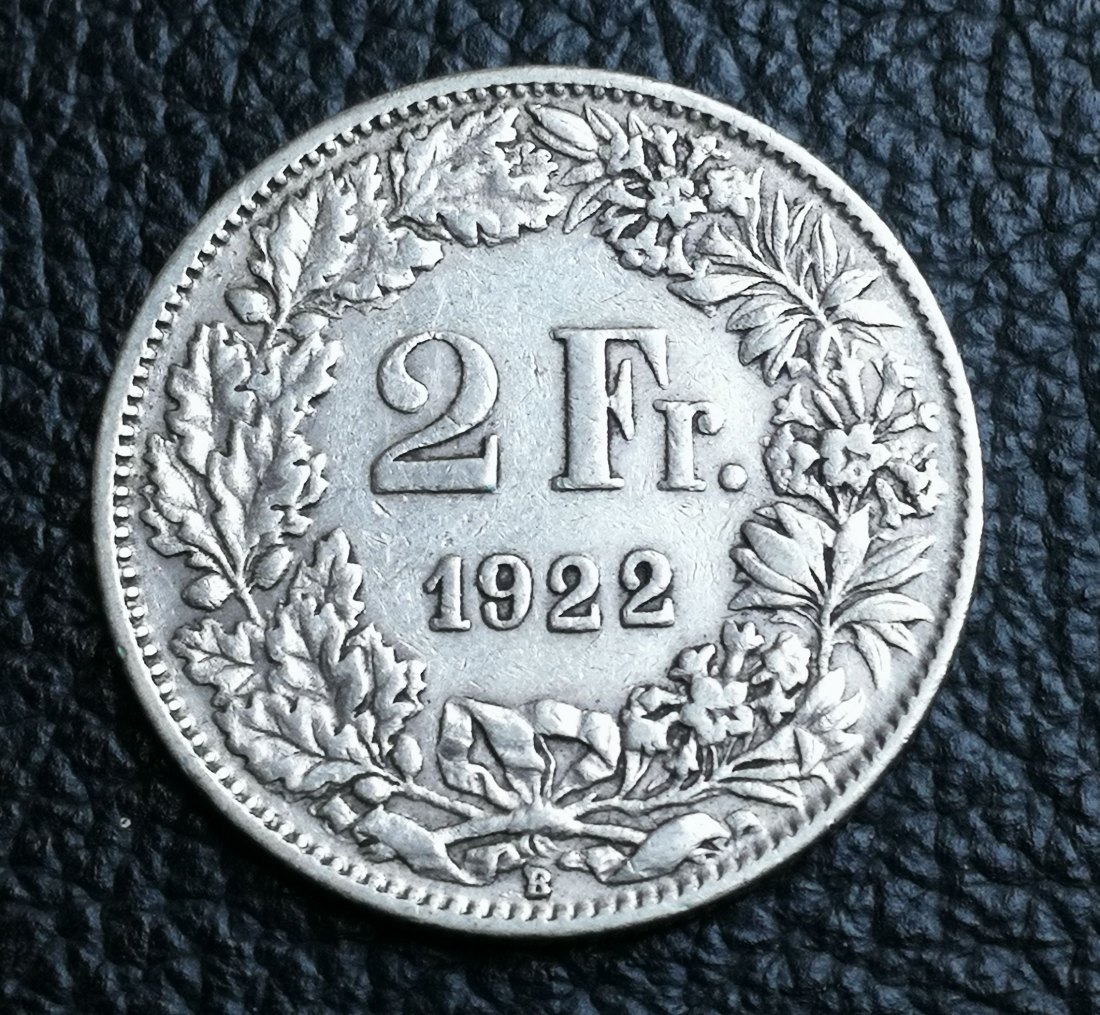  2 Franken Schweiz 1922 B Helvetia Silber XXL Bilder   