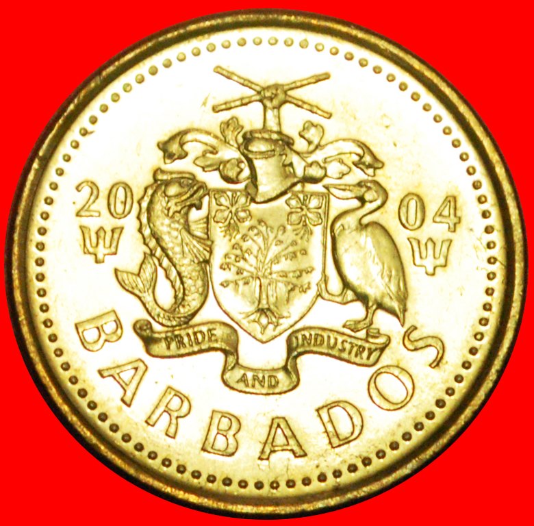  # GREAT BRITAIN (1973-2007): BARBADOS ★ 5 CENTS 2004 MINT LUSTER! LOW START ★ NO RESERVE!   