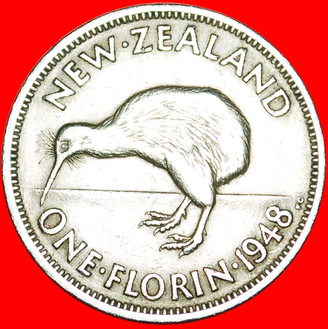  + KIWI BIRD: NEW ZEALAND ★ FLORIN 1948! LOW START ★ NO RESERVE! George VI (1937-1952)   
