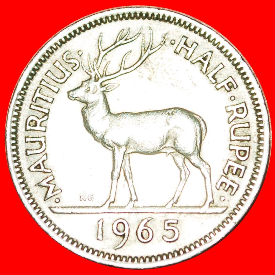  + STAG: MAURITIUS ★ 1/2 RUPEE 1965 KEY DATE! LOW START ★ NO RESERVE!   