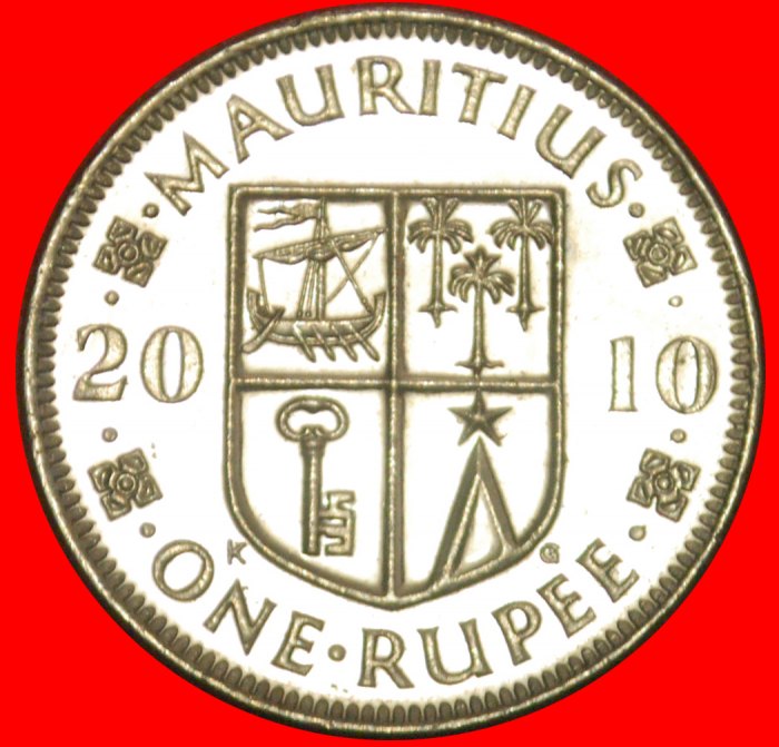  + SHIP: MAURITIUS ★ 1 RUPEE 2010 MINT LUSTER! LOW START★ NO RESERVE!   