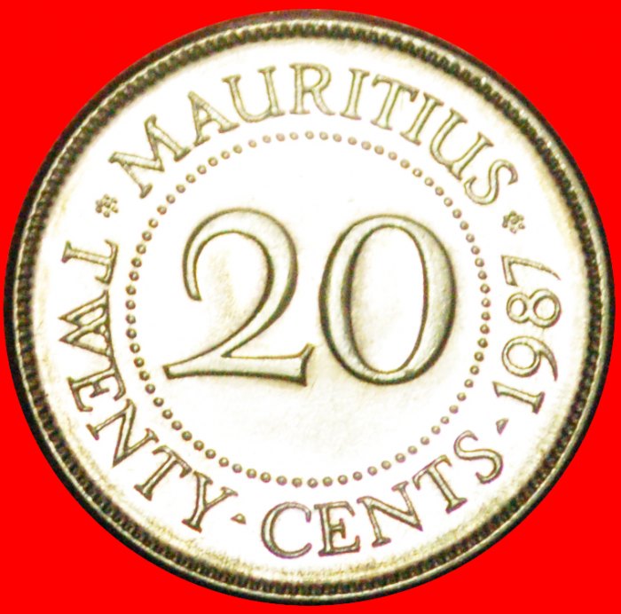  + PORTRAIT (1987-2016): MAURITIUS ★ 20 CENTS 1987 MINT LUSTER! LOW START ★ NO RESERVE!   