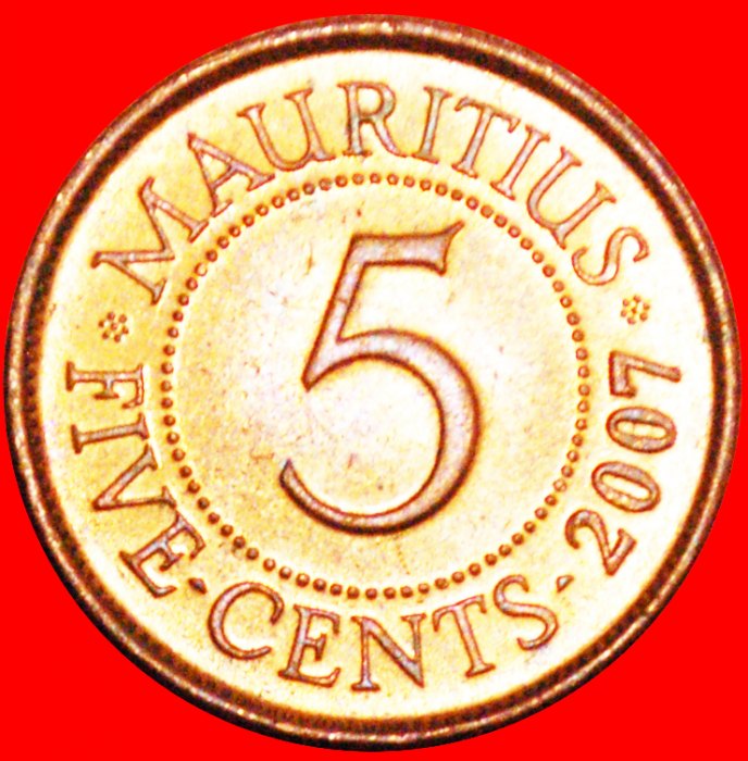  + PORTRAIT (1987-2016): MAURITIUS ★ 5 CENTS 2007 MINT LUSTER! LOW START ★ NO RESERVE!   