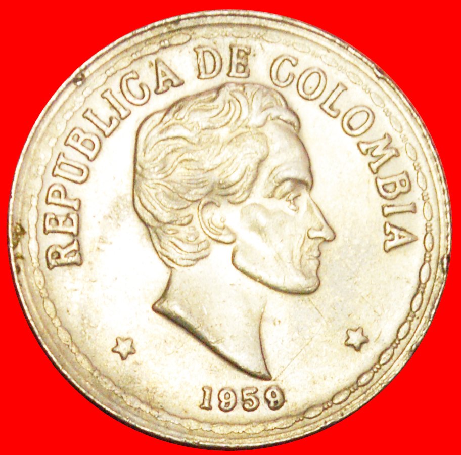  + BOLIVAR (1783-1830): COLOMBIA ★ 20 CENTAVOS 1959! LOW START ★ NO RESERVE!   