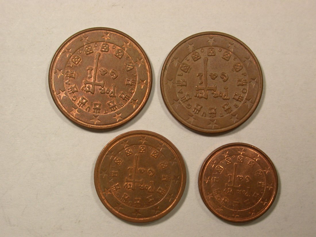  HOT-Lot Portugal 2002  1 Cent- 5 Cent  4 Münzen  Originalbilder   