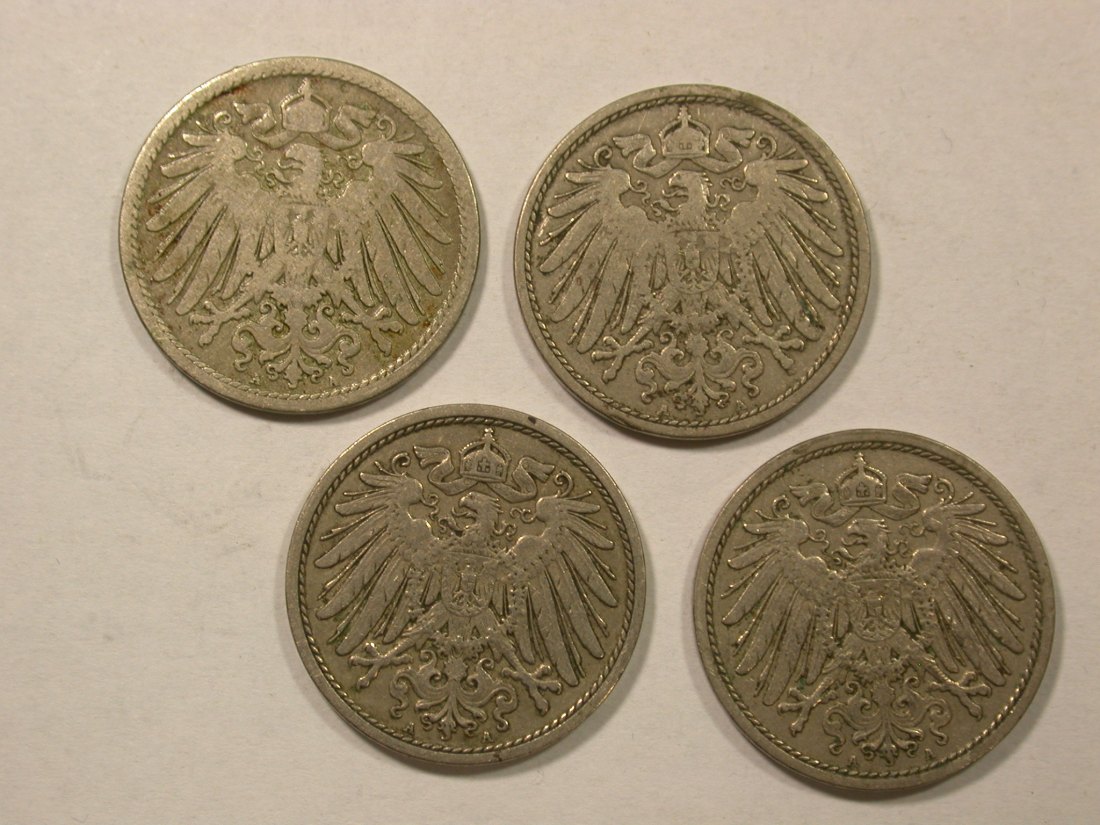  HOT-Lot KR  10 Pfennig 1893 - 1910  4 Münzen  Originalbilder   