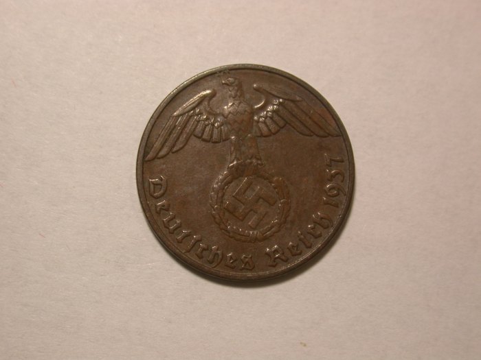  D04  3.Reich  1 Pfennig 1937 E in ss,Korrosionsfleck  Orginalbilder   