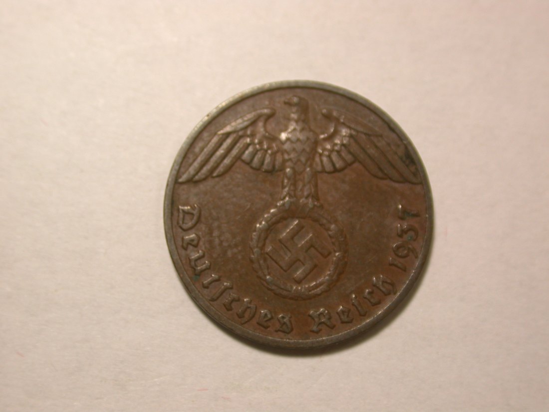  D04  3.Reich  1 Pfennig 1937 F in ss Orginalbilder   