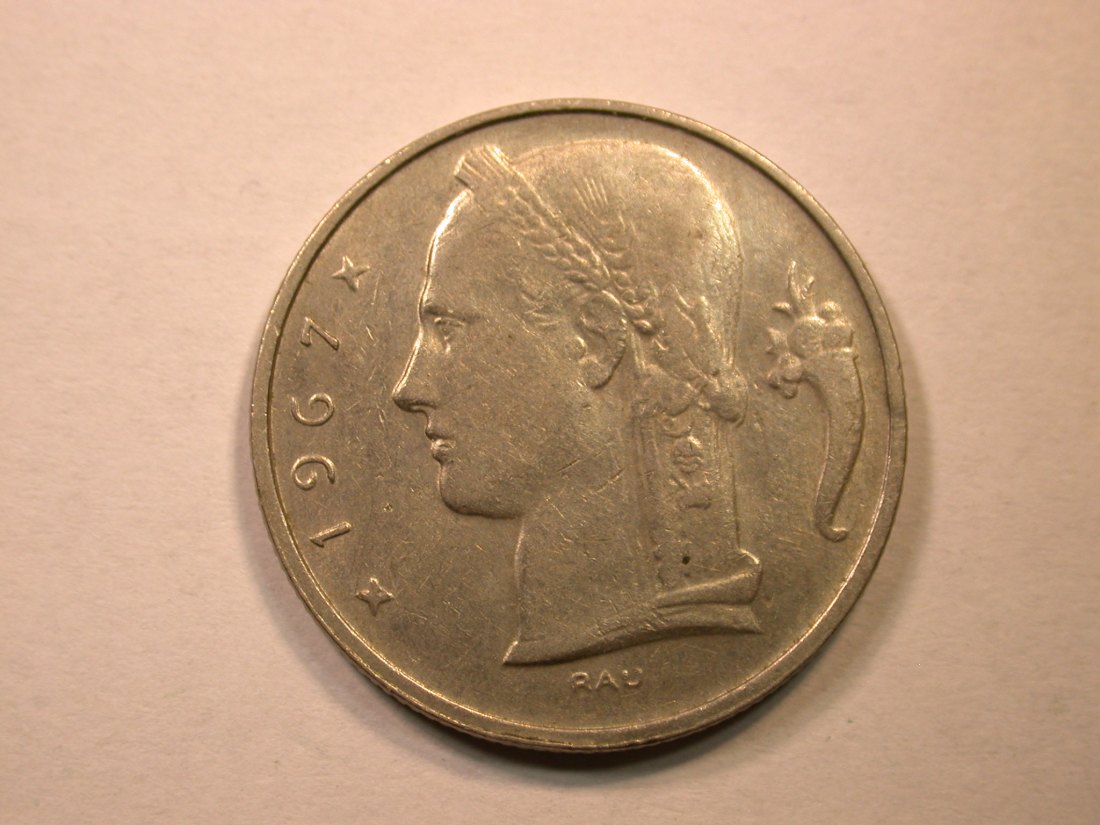  D06  Belgien  5 Franc 1967 in ss-vz  Orginalbilder   
