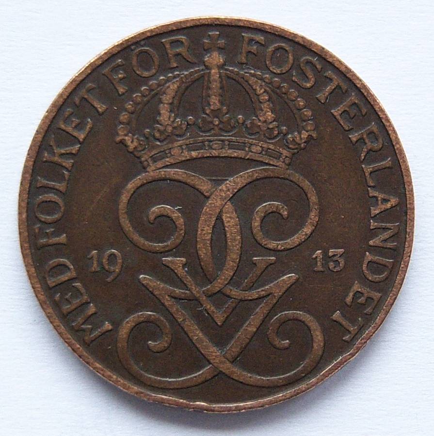 Schweden 5 Öre 1913 Bronze   