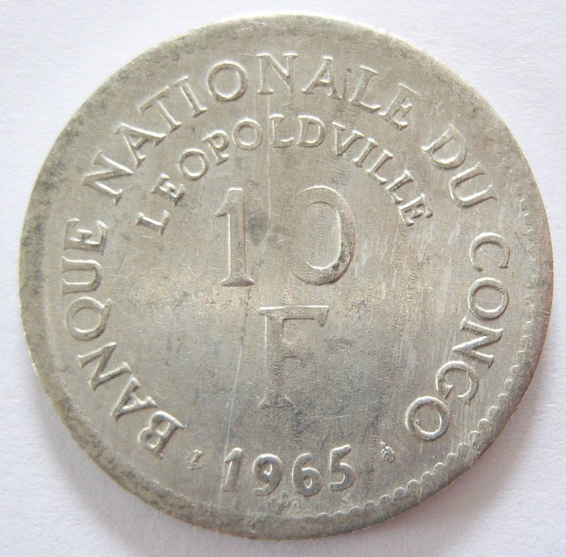  Kongo 10 Francs 1965 Alu   