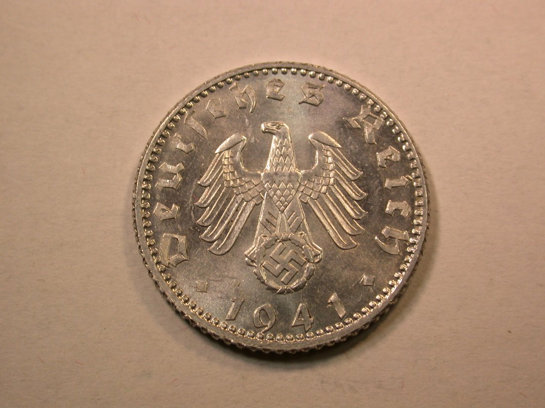  D07 3.Reich  50 Pfennig 1941 A in vz-st/f.st  Orginalbilder   
