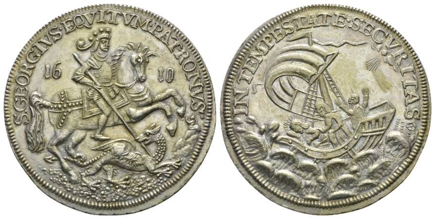  Medaille (1610), moderne Nachprägung, versilbert; 26,54 g, Ø 45 mm   