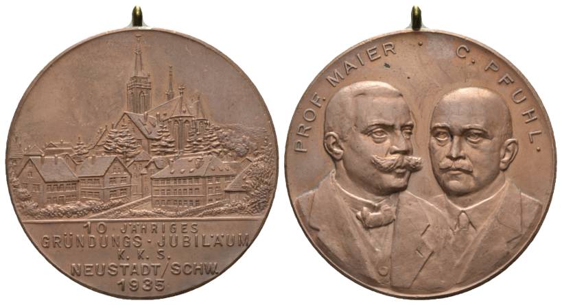  Neustadt/Schw.; tragbare Bronzemedaille 1935; 26,17 g, Ø 40 mm   