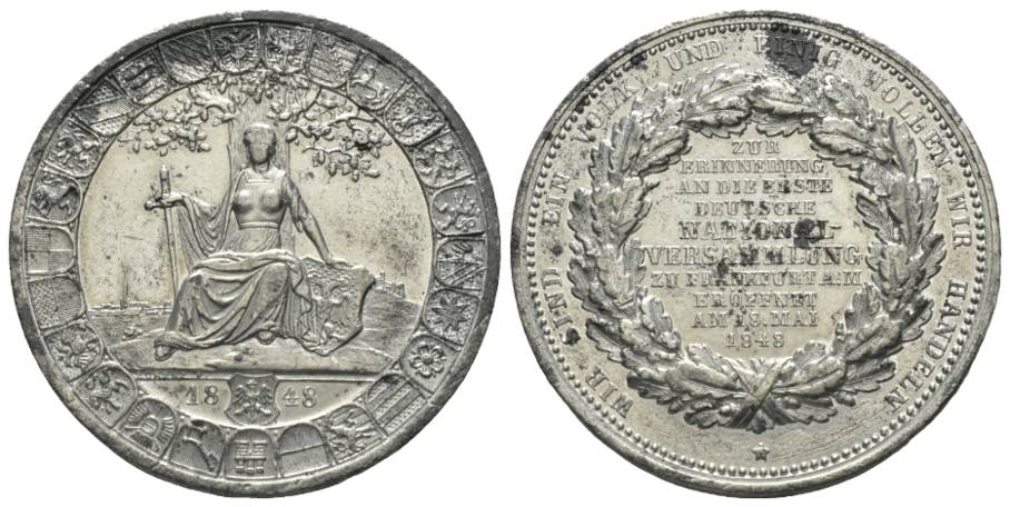  Medaille 1848; Zinn, korrodiert; 27,44 g, Ø 42 mm   