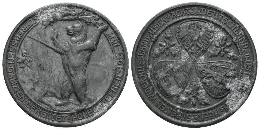  Medaille o.J.; Zink, korrodiert; 23,82 g, Ø 40 mm   