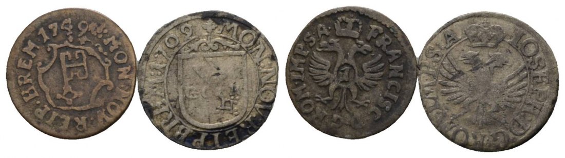  Altdeutschland, 2 Kleinmünzen 1749/1709   