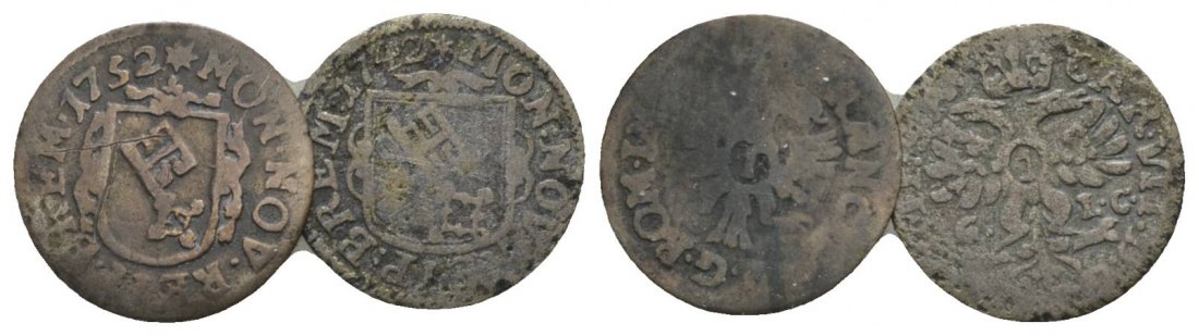  Bremen, 2 Kleinmünzen 1752/1742   