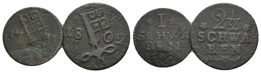  Bremen, 2 Kleinmünzen 1731/1802   