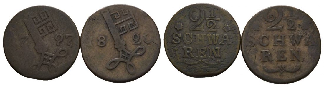  Bremen, 2 Kleinmünzen 1727/1820   