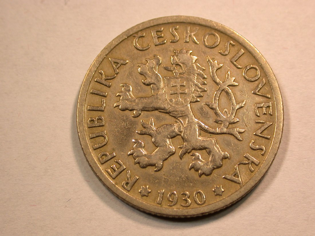  D08 CSSR  1 Krone 1930 in ss geputzt  Originalbilder   