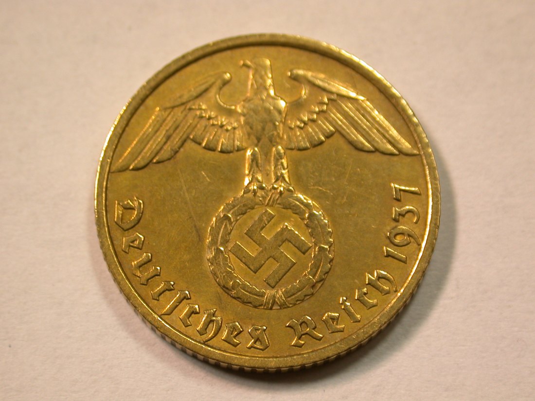  D10  3. Reich  10 Pfennig  1937 G in ss, geputzt  Originalbilder   