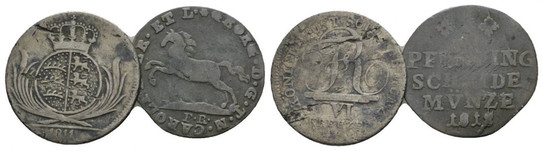  Altdeutschland, 2 Kleinmünzen (1811/1818)   