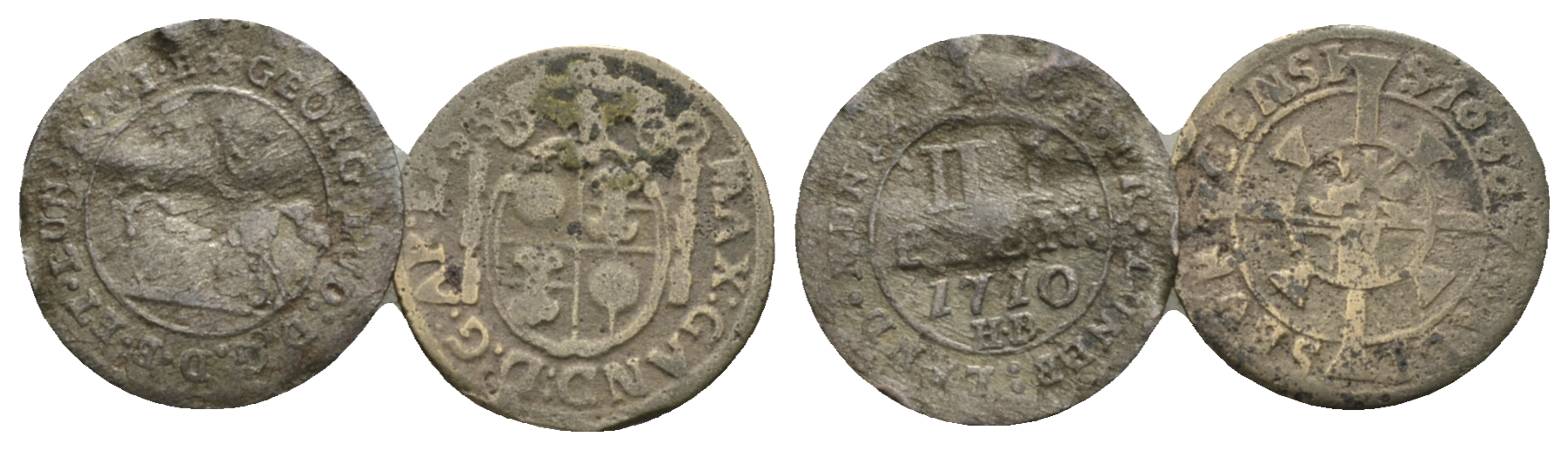  Altdeutschland, 2 Kleinmünzen 1710/1686   
