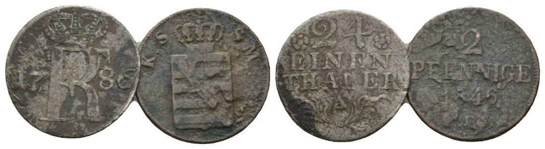  Altdeutschland, 2 Kleinmünzen 1786/1846   