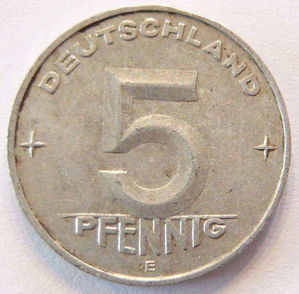  DDR 5 Pfennig 1952 E Alu   