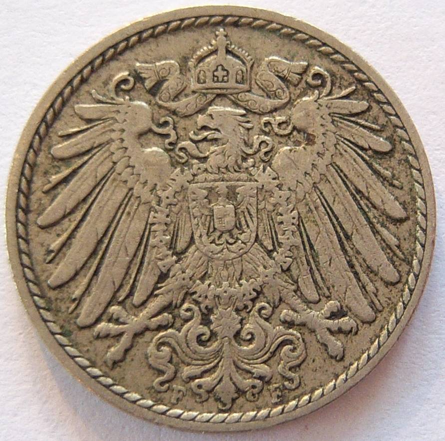 Deutsches Reich 5 Pfennig 1909 F   