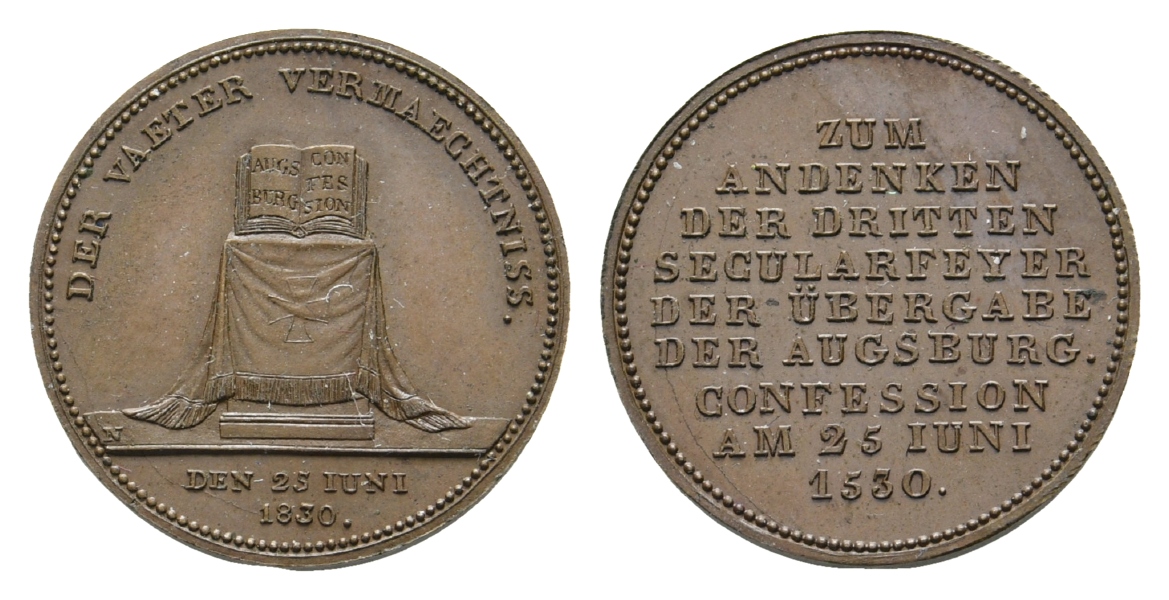  Augsburg; Medaille 1830 Bronze; 4,76 g, Ø 21 mm   