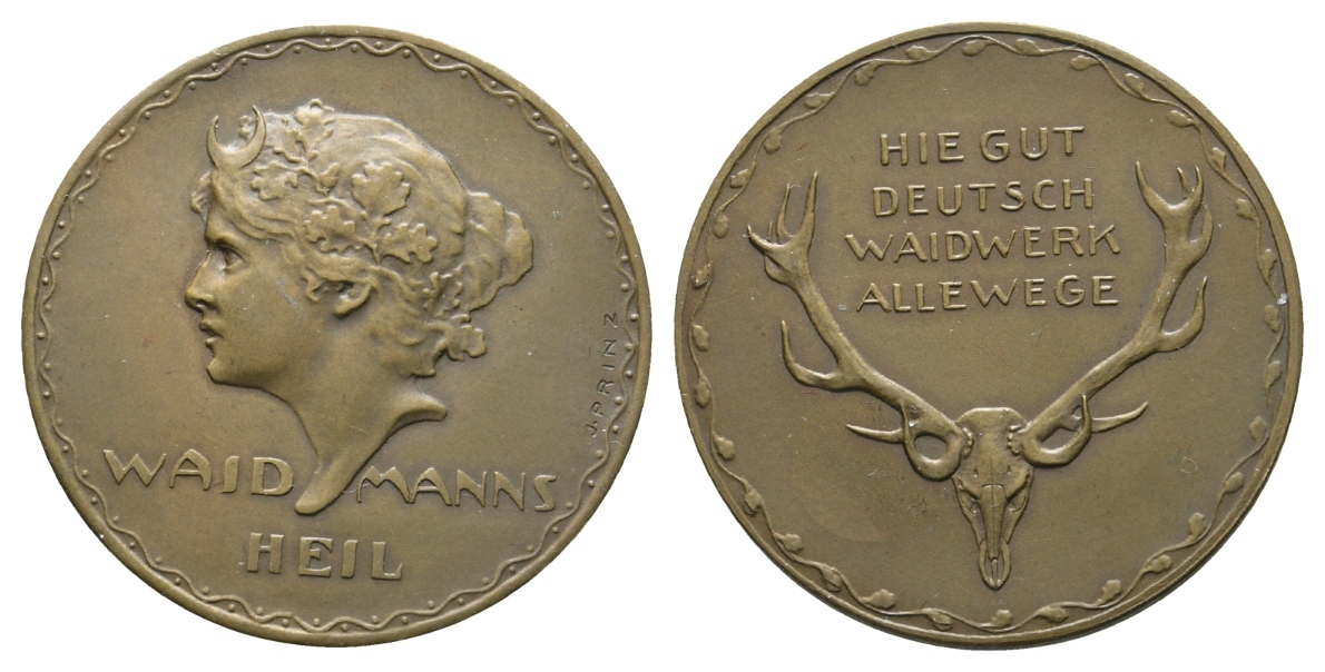  Jagdmedaille o.J; Bronze 13,08 g, Ø 33 mm   