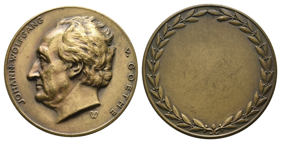  Goethe; Medaille o.J. Bronze; 28,98 g, Ø 40 mm   