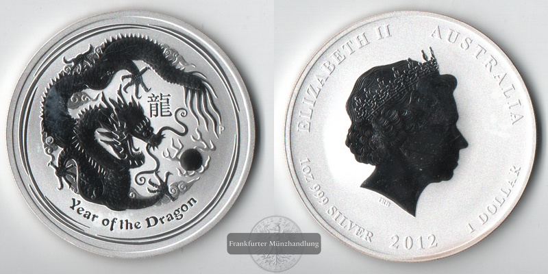  Australien  1 Dollar Lunar Serie-Drache 2012  FM-Frankfurt  Feingewicht: 31,1g   
