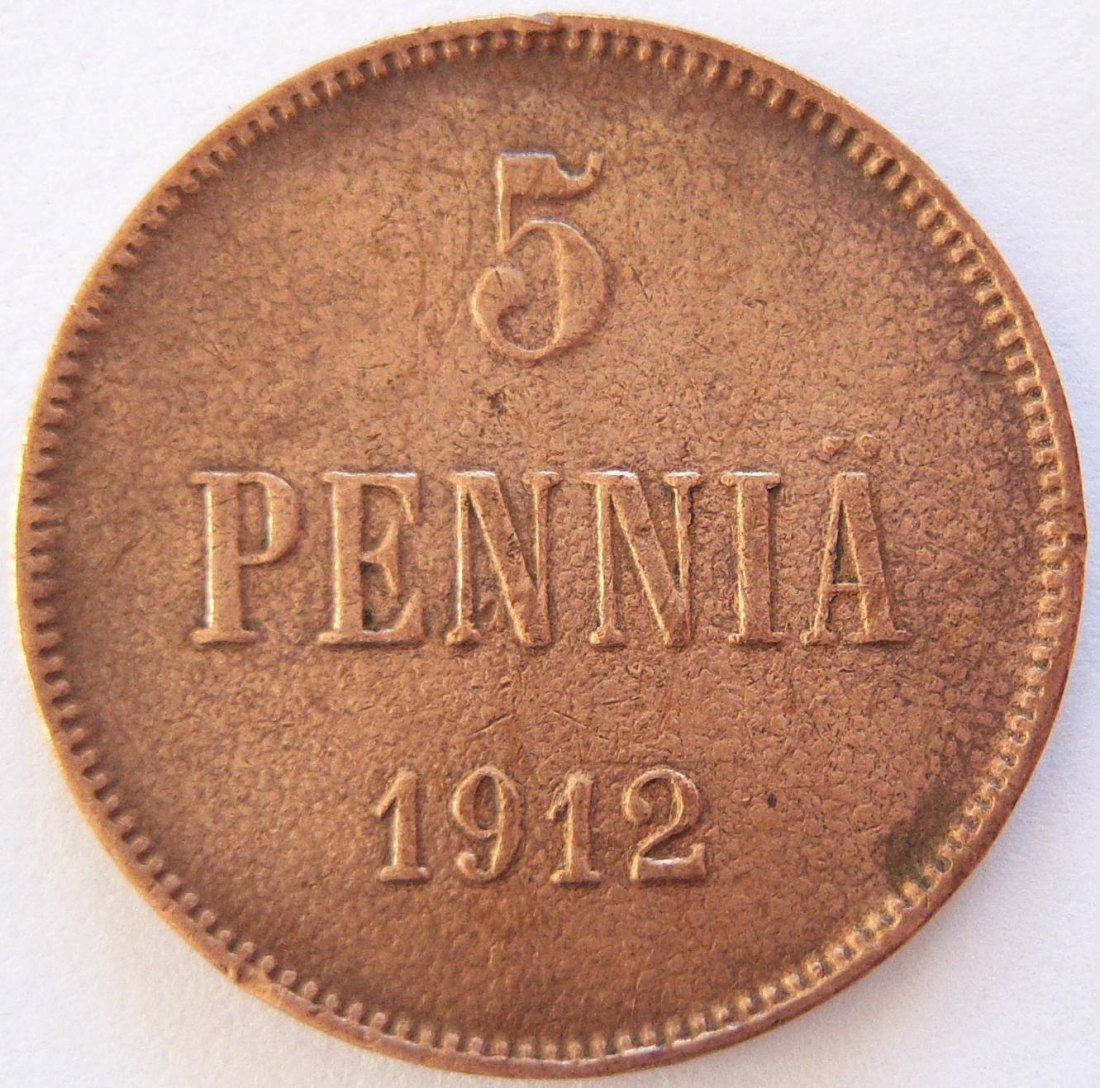  Finnland 5 Penniä 1912   
