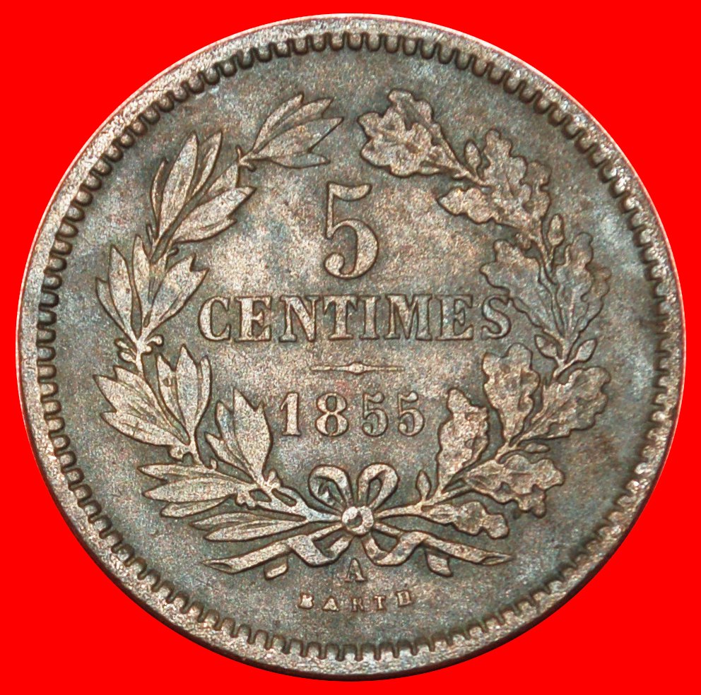  : FRANCE (1854-1870): LUXEMBOURG ★ 5 CENTIMES 1855A! LOW START★ NO RESERVE!   