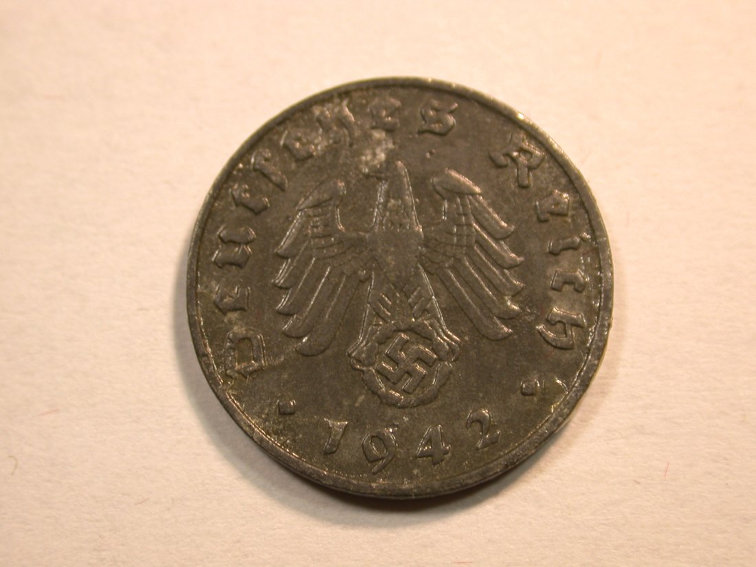  D13  3.Reich  1 Pfennig 1942 B in ss-vz  Originalbilder   