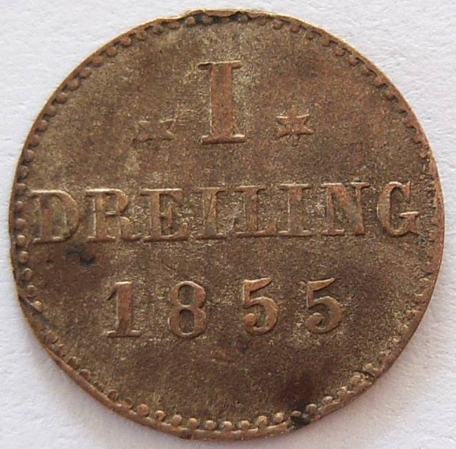  Hamburg 1 Dreiling 1855   