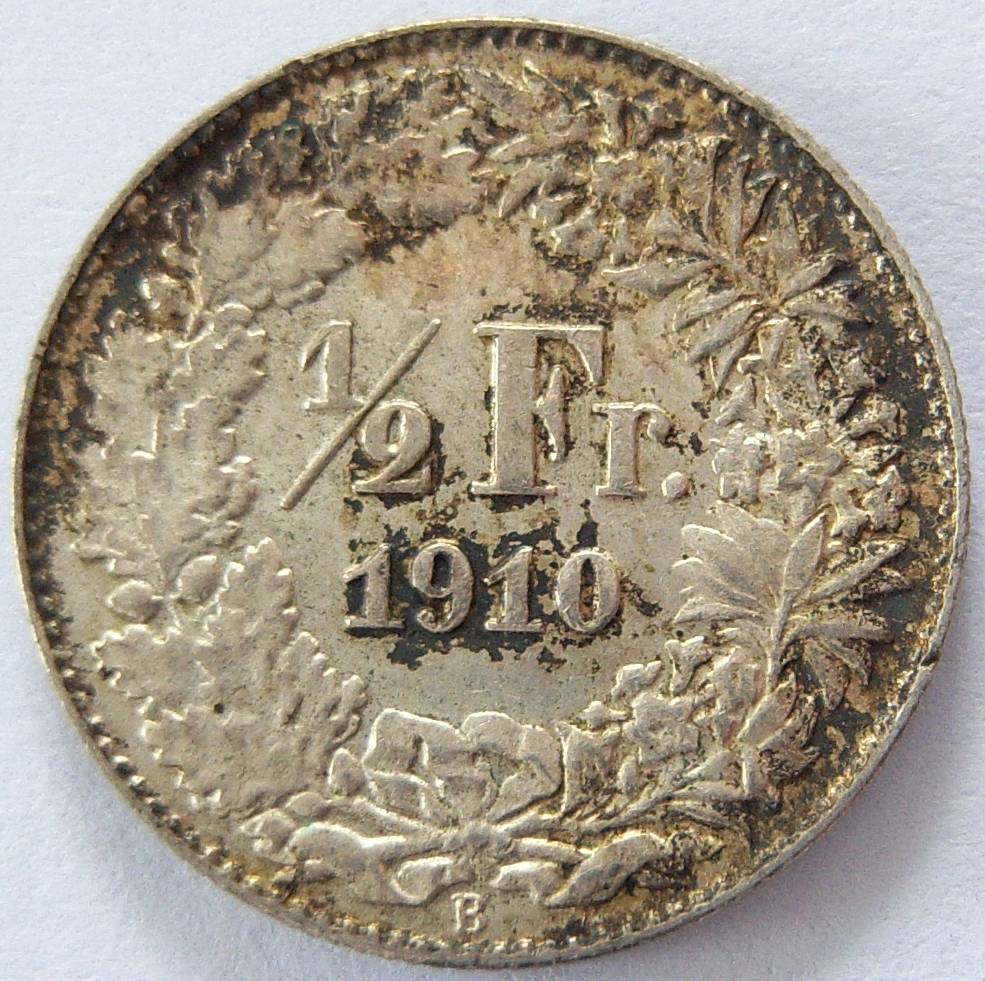  Schweiz 1/2 Franken 1910 B Silber ERHALTUNG !!   
