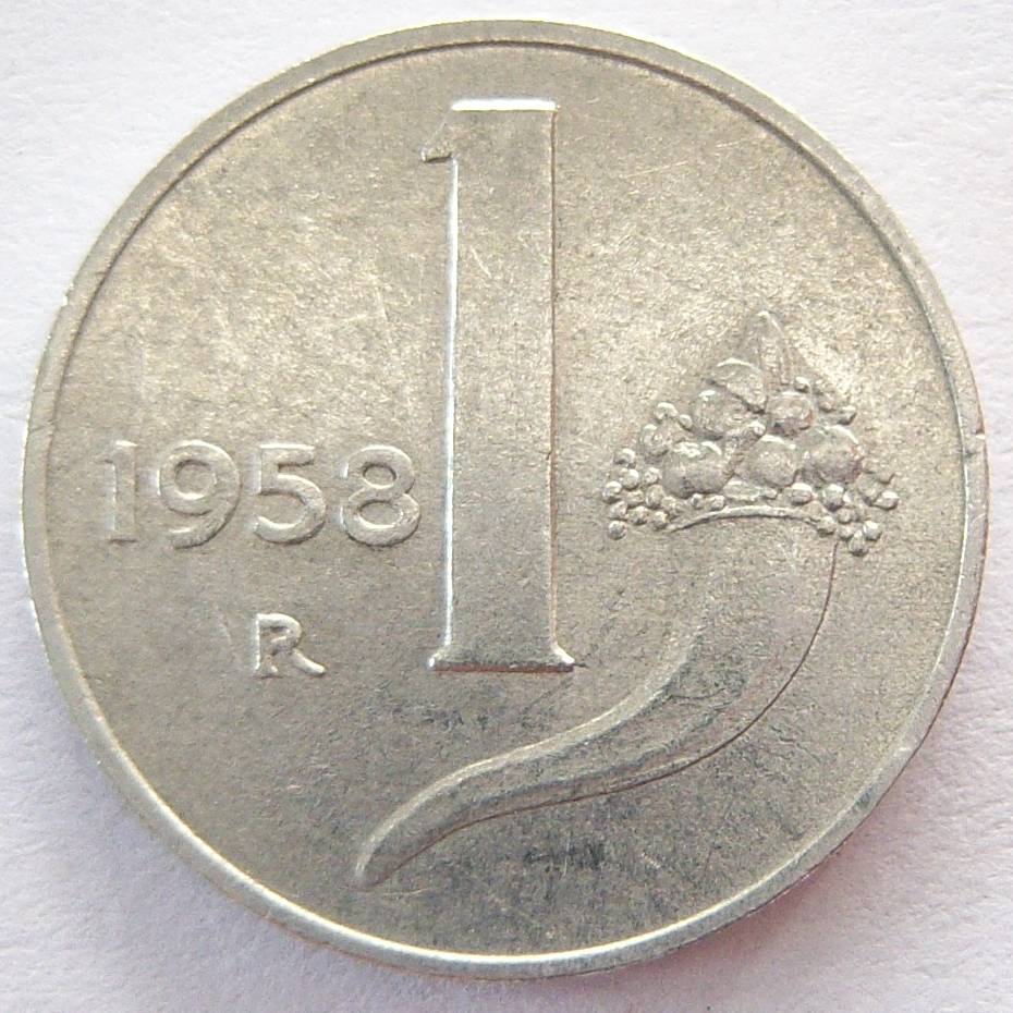  Italien 1 Lira 1958 Alu   