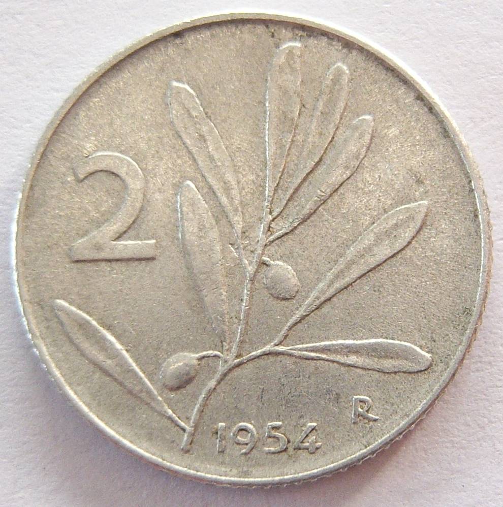  Italien 2 Lire 1954 Alu   
