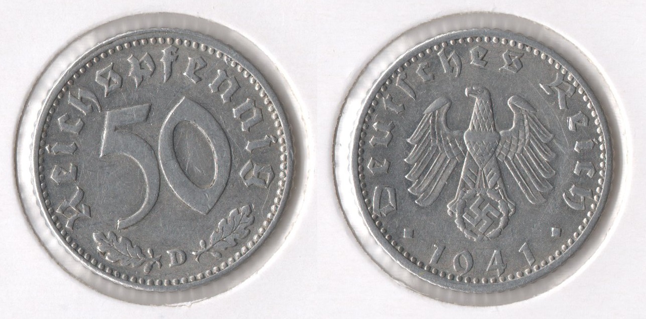  III. Reich 50 Reichspfennig HK 1941 -D- vorzüglich J.372   