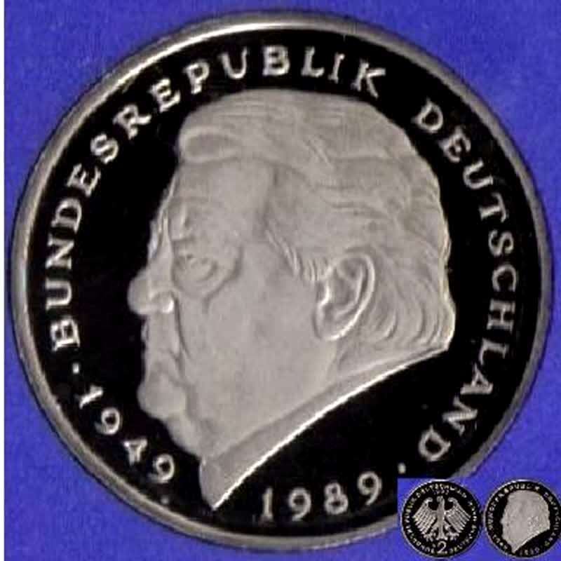  2000 A * 2 Deutsche Mark Franz Josef Strauß Polierte Platte PP, proof, top   