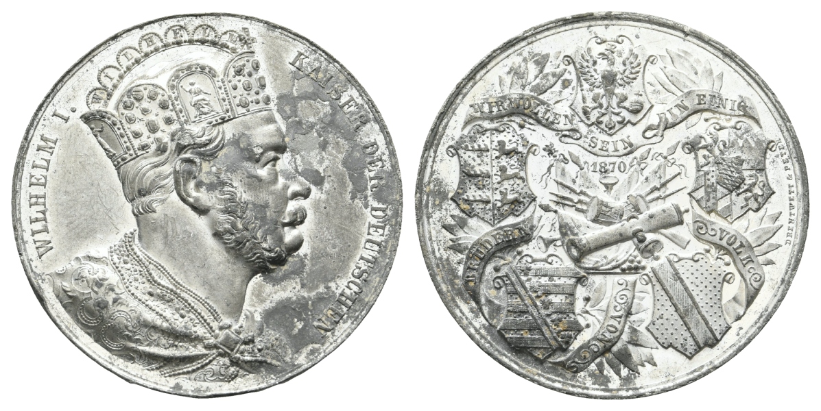  Preußen, Medaille 1870, Zink; 23,63 g, Ø 41 mm   
