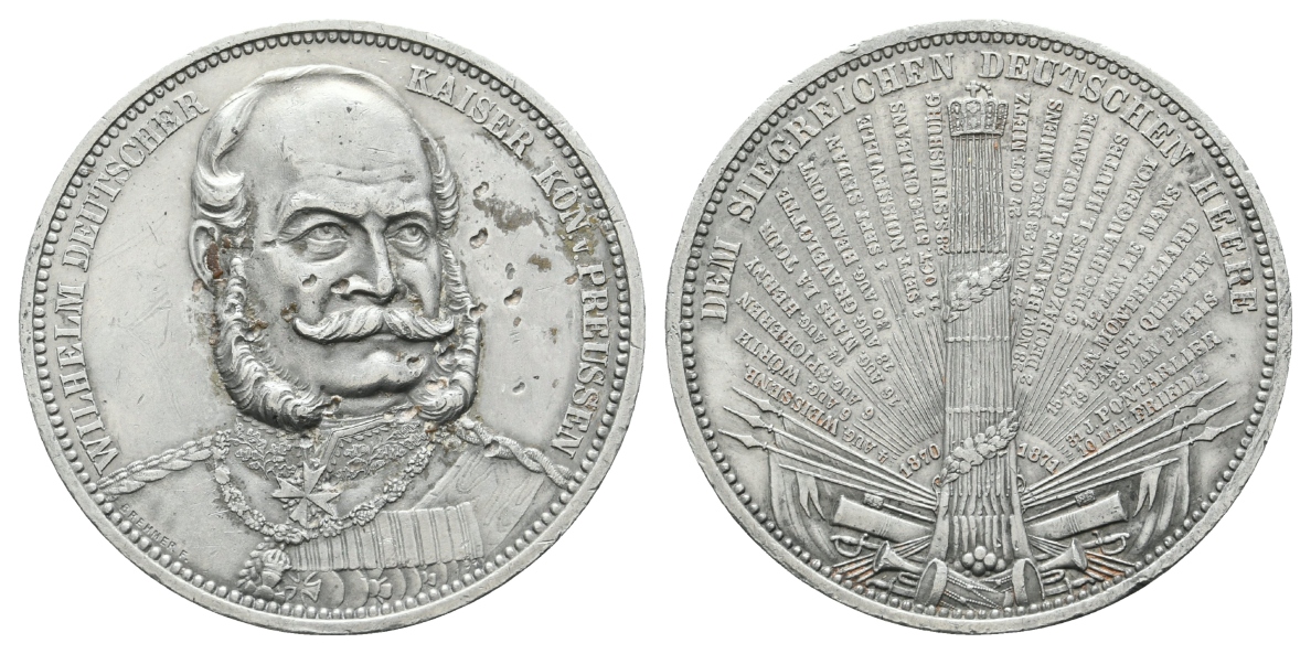  Preußen, Medaille 1871, Silberlegierung; 28,79 g, Ø 39,7 mm   