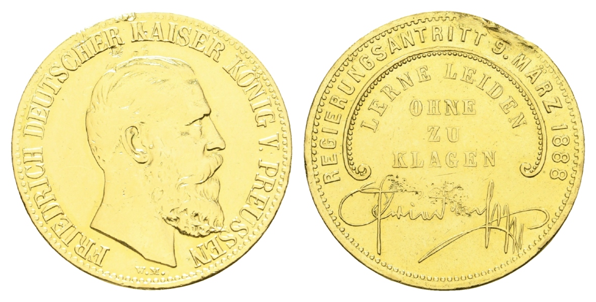  Preußen, Medaille 1888; Bronze vergoldet; 7,80 g, Ø 28,3 mm   