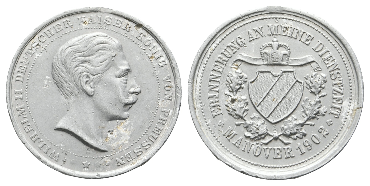  Preussen, Medaille 1902; Aluminium, Henkelspur; 4,55 g, Ø 33,3 mm   